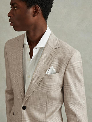 Reiss Boxhill Linen Blend Tailored Fit Suit Jacket, Oatmeal