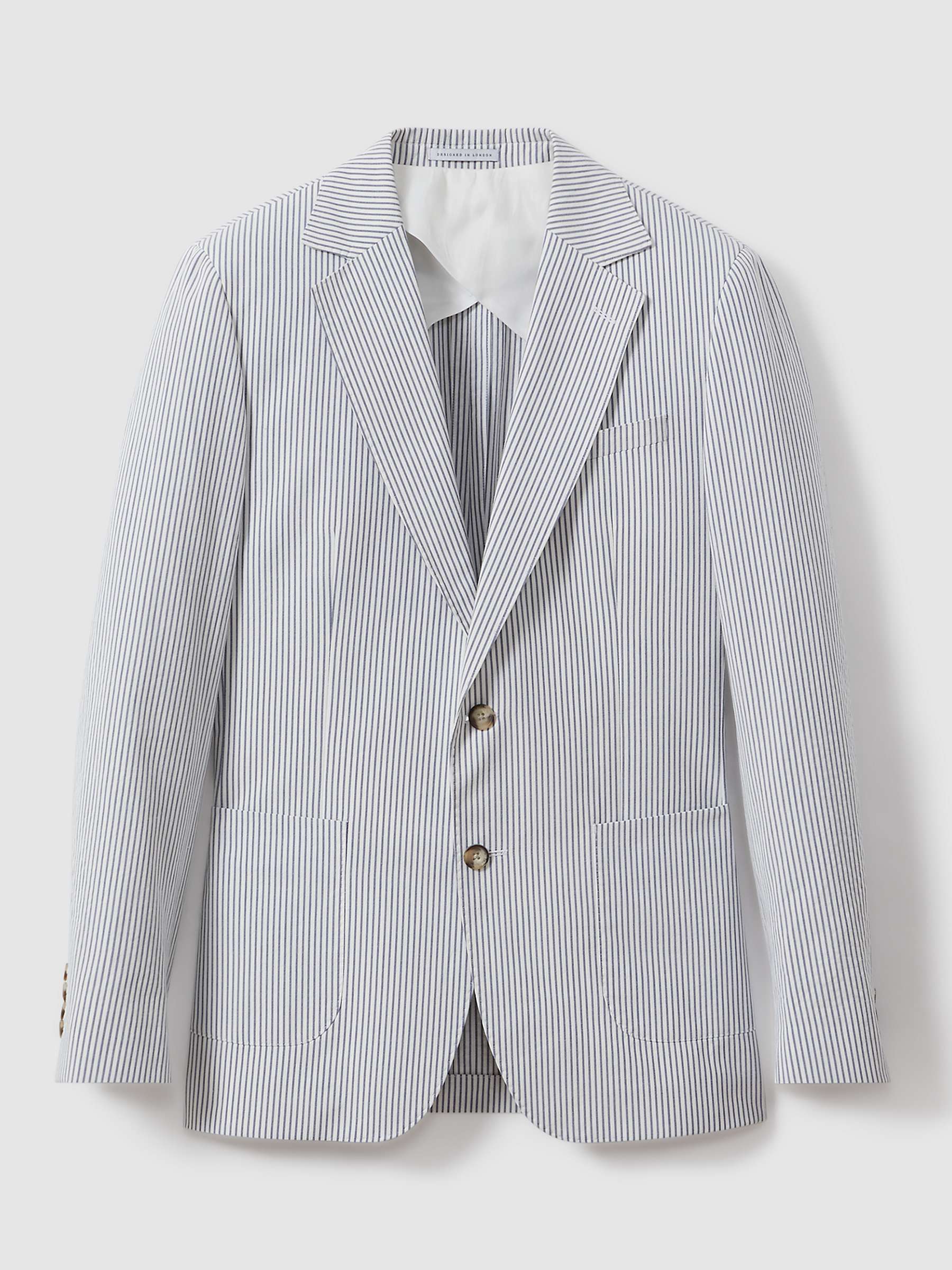 Buy Reiss Barr Tailored Fit Stripe Suit Jacket, Soft Blue/White Online at johnlewis.com