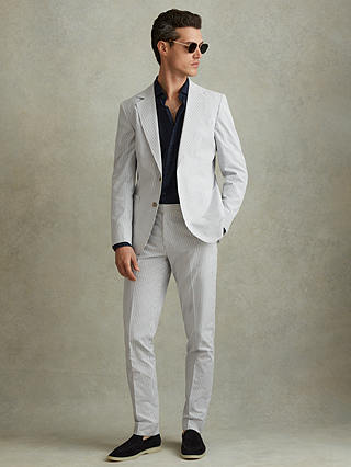 Reiss Barr Tailored Fit Stripe Suit Jacket, Soft Blue/White