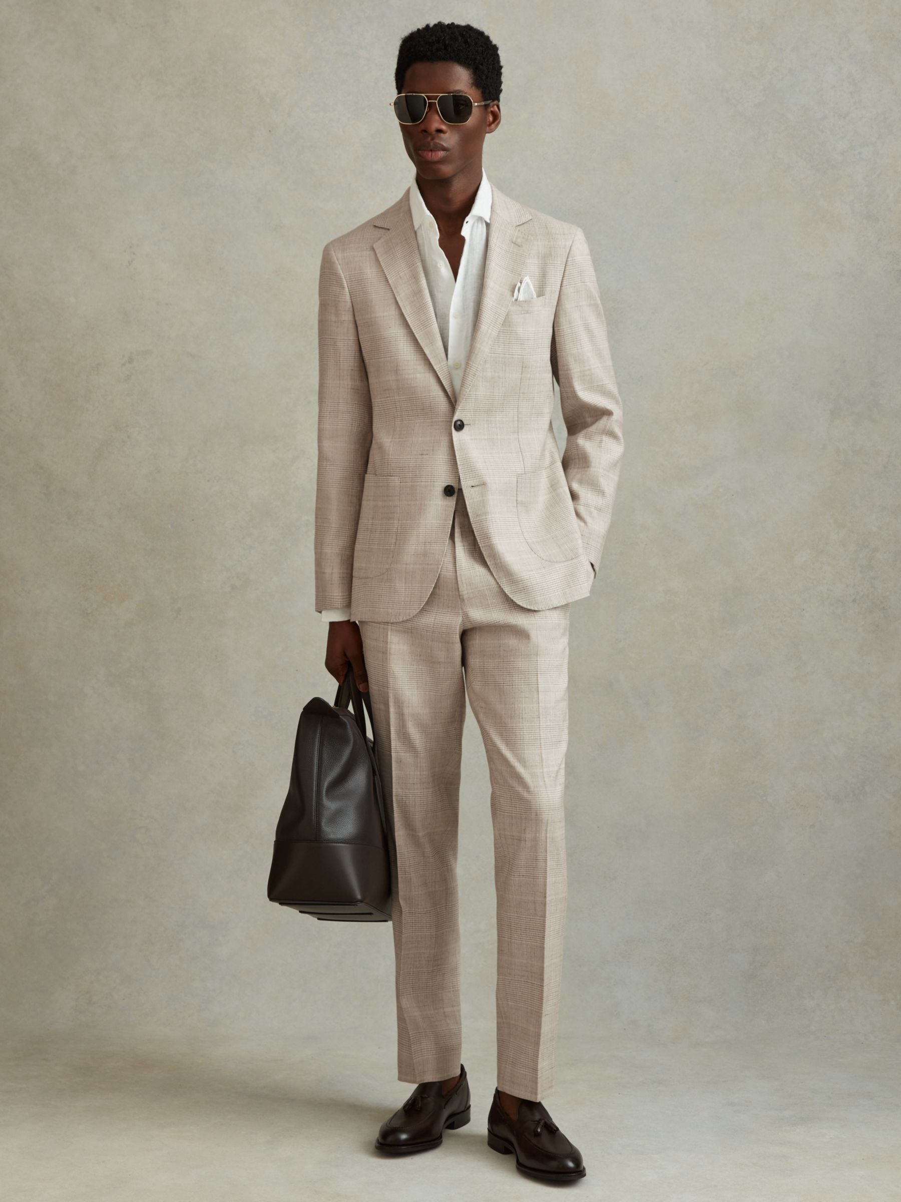 Buy Reiss Boxhill Linen Blend Suit Trousers, Oatmeal Online at johnlewis.com
