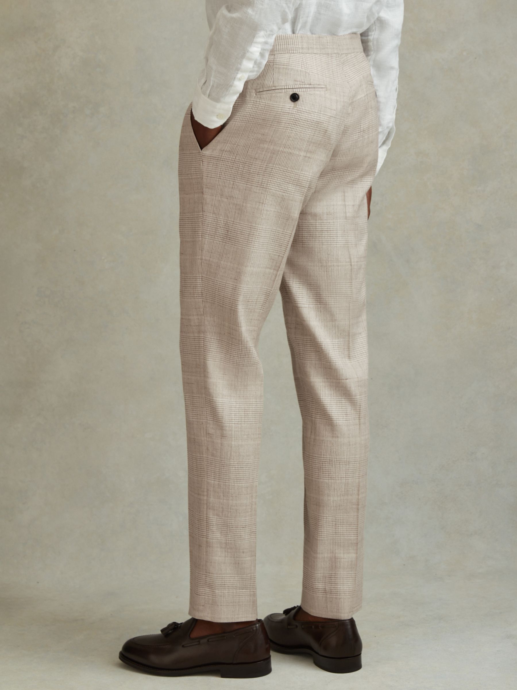 Reiss Boxhill Linen Blend Suit Trousers, Oatmeal, 28R