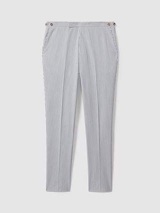 Reiss Barr Stripe Straight Leg Suit Trousers, Soft Blue/White