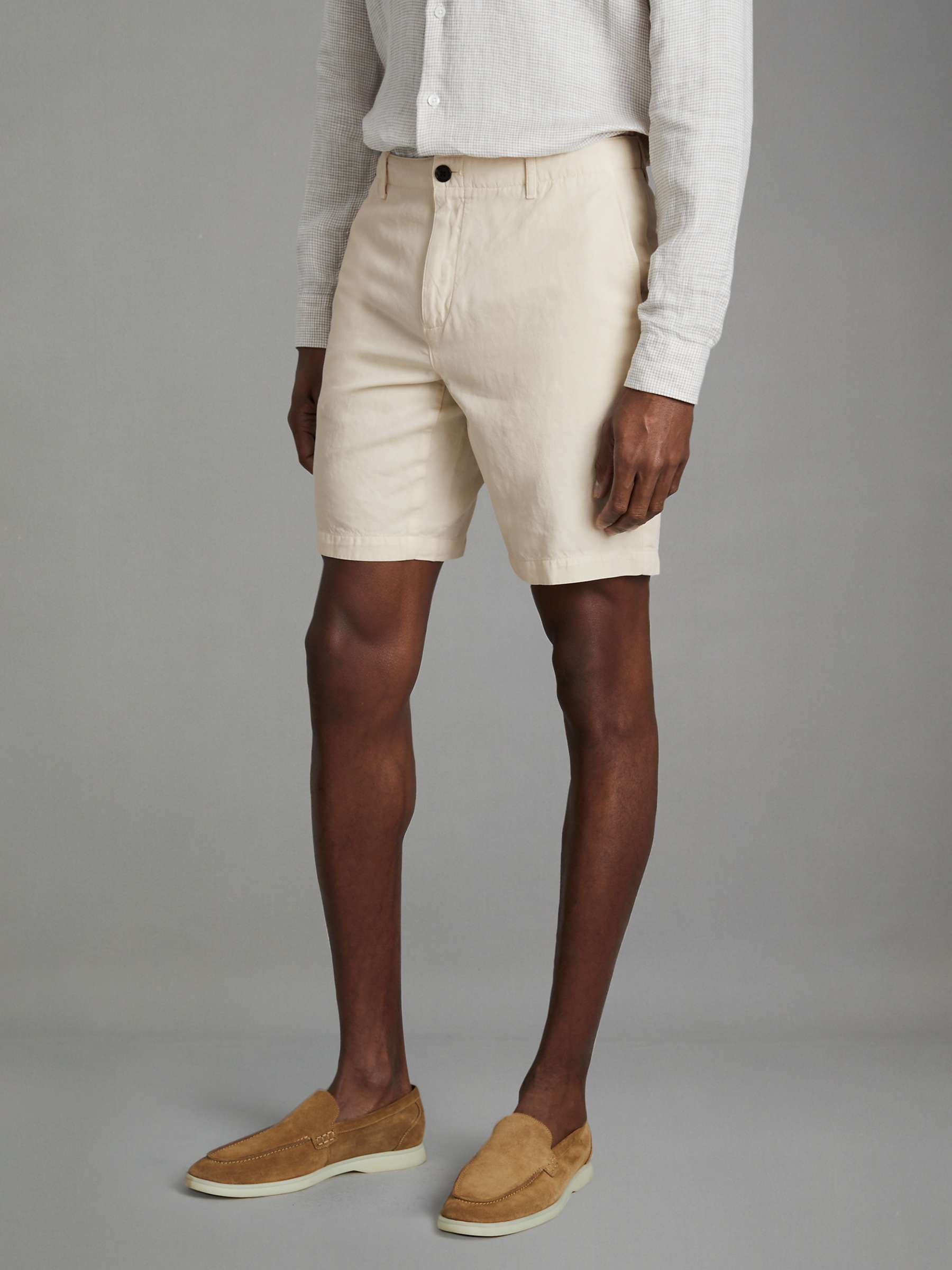Buy Reiss Ezra Linen Blend Chino Shorts, Off White Online at johnlewis.com