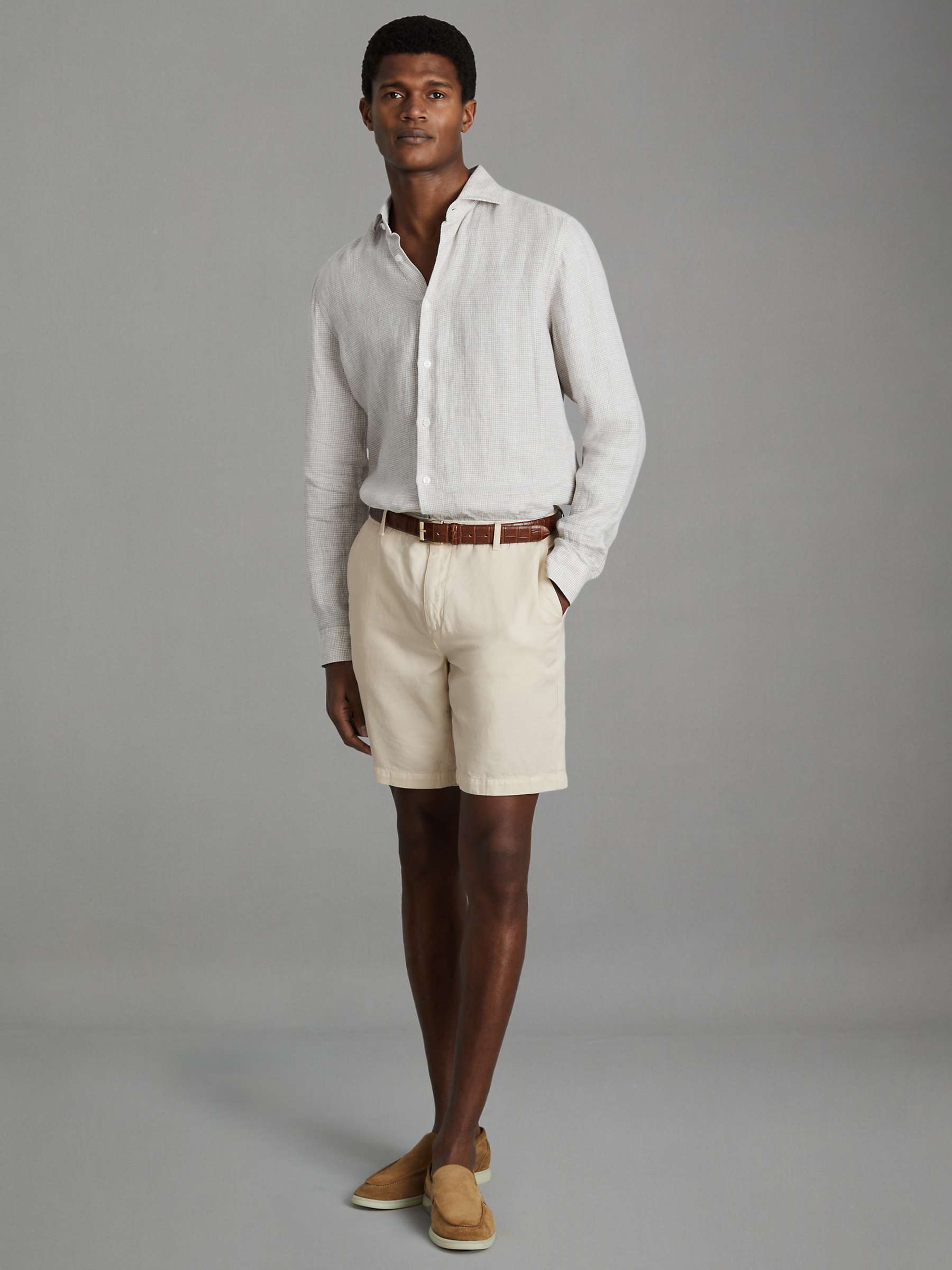 Buy Reiss Ezra Linen Blend Chino Shorts, Off White Online at johnlewis.com