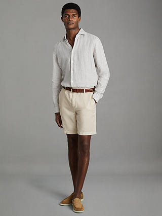 Reiss Ezra Linen Blend Chino Shorts, Off White