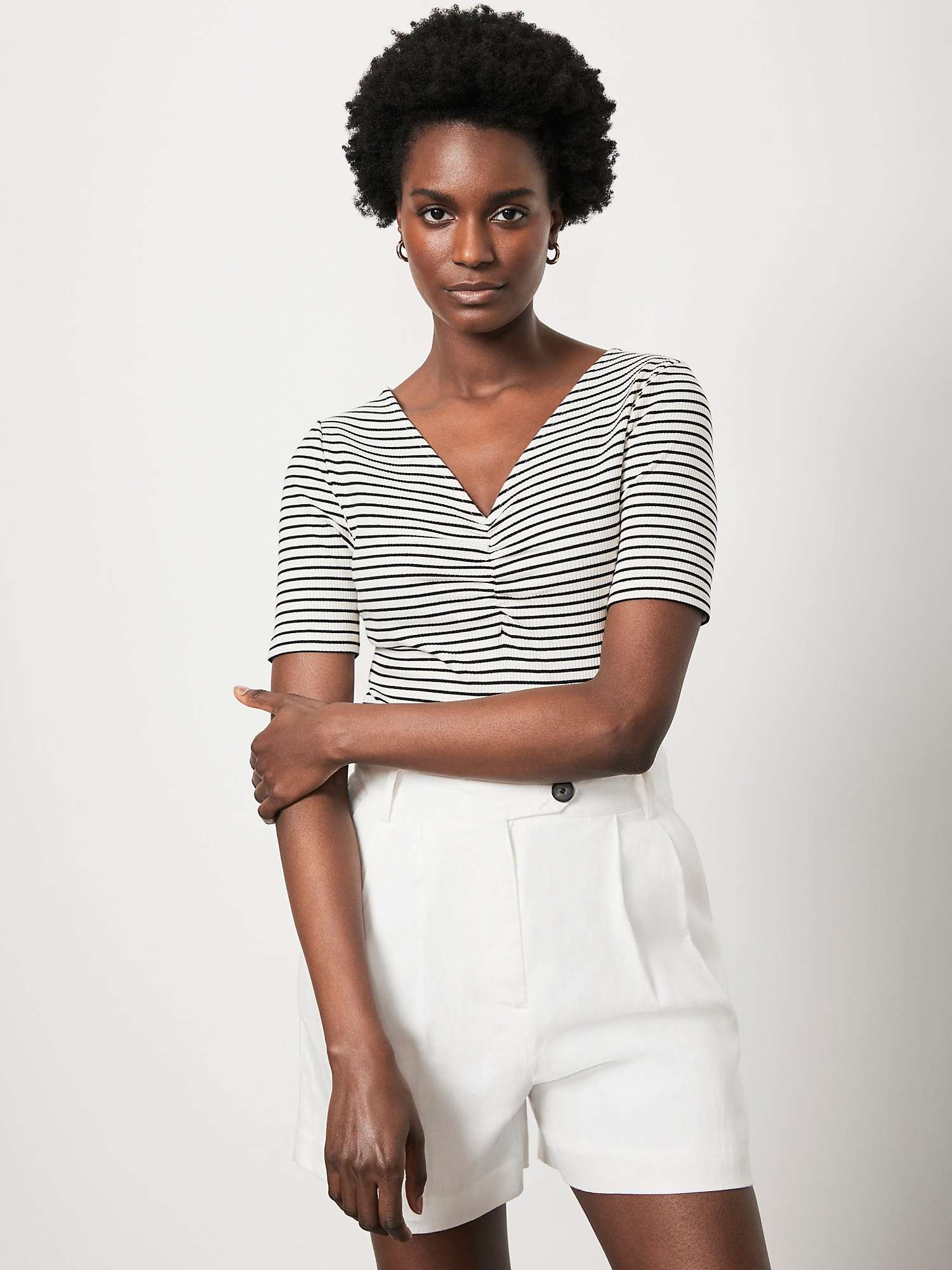 Buy Mint Velvet Striped Cotton Ruched Top, Multi Online at johnlewis.com