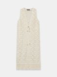 Mint Velvet Crochet Longline Waistcoat, Ivory