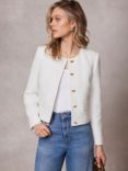 Mint Velvet Cropped Boucle Jacket, Ivory