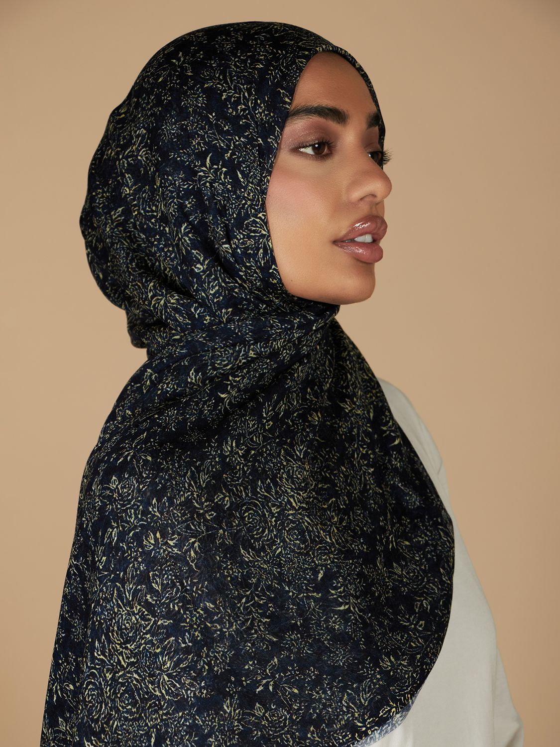 Aab Midnight Flora Print Hijab, Black/Multi, One Size