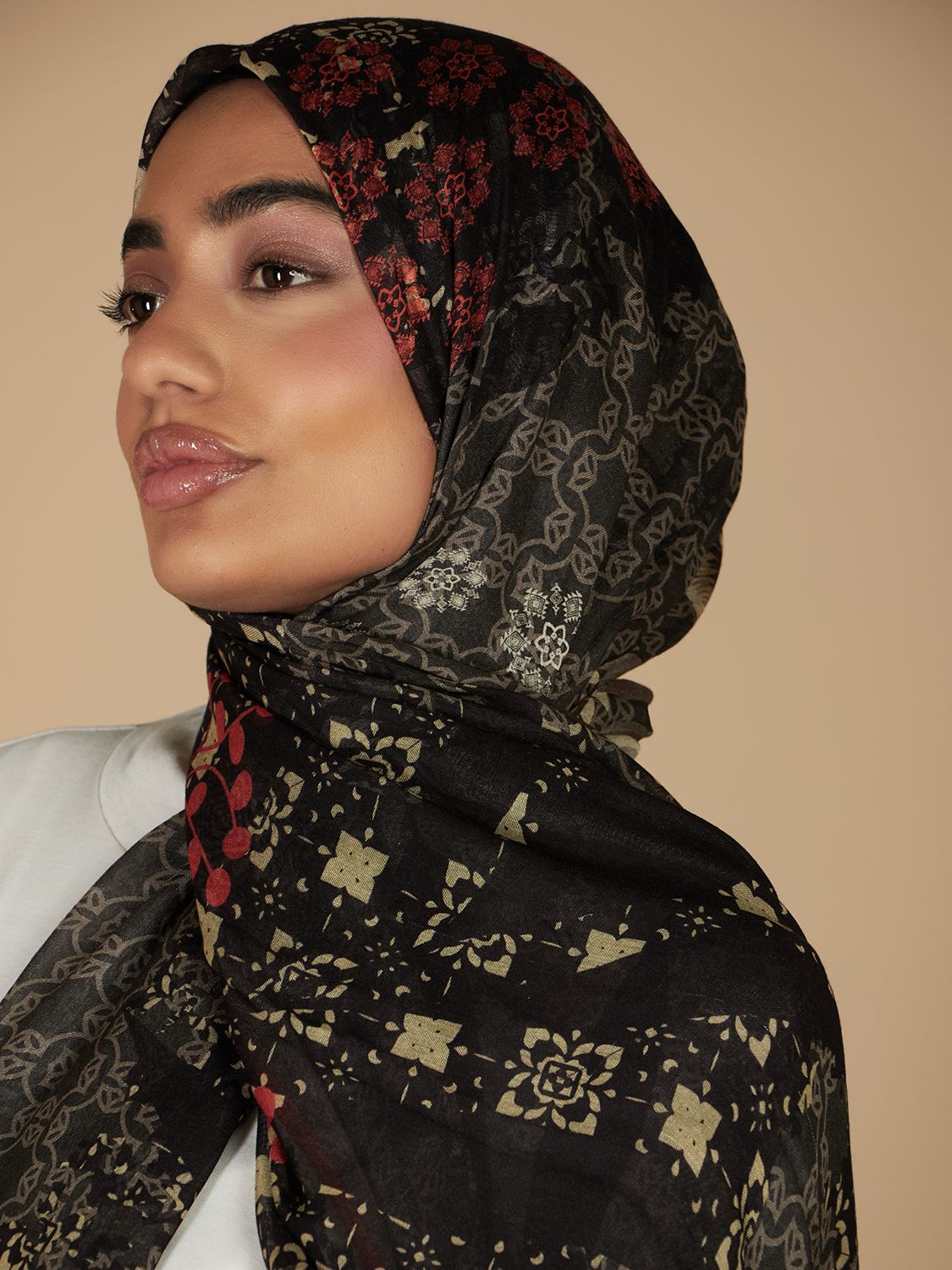 Aab Flower Print Hijab, Multi, One Size