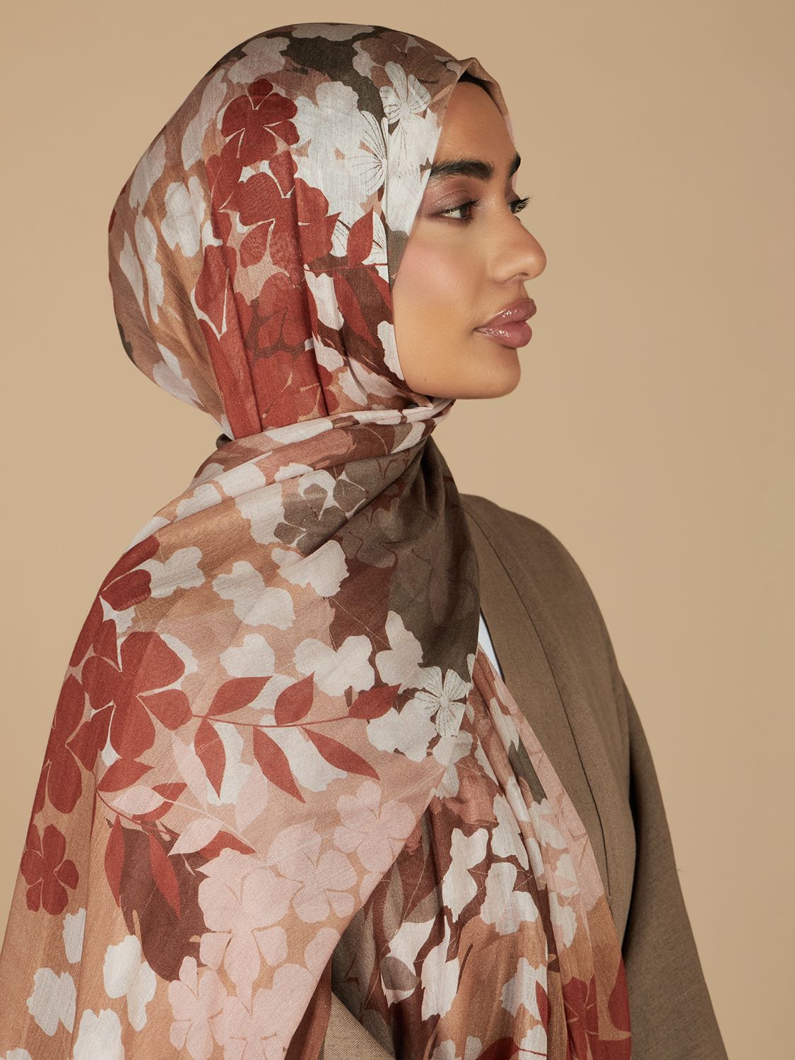 Aab Sakura Print Hijab, Multi, One Size