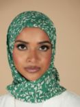 Aab Verdant Print Square Hijab, Green