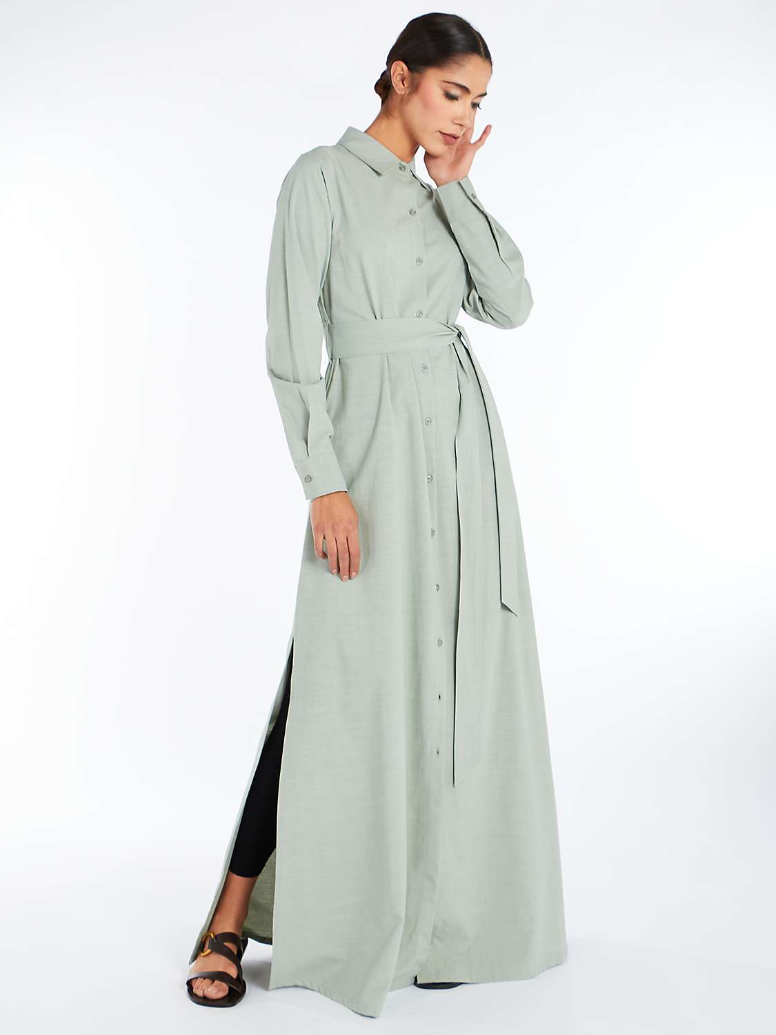 Buy Aab Shirt Belted Maxi Dress, Sage Online at johnlewis.com