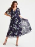 Scarlett & Jo Victoria Floral Midi Dress, Dark Navy/Multi