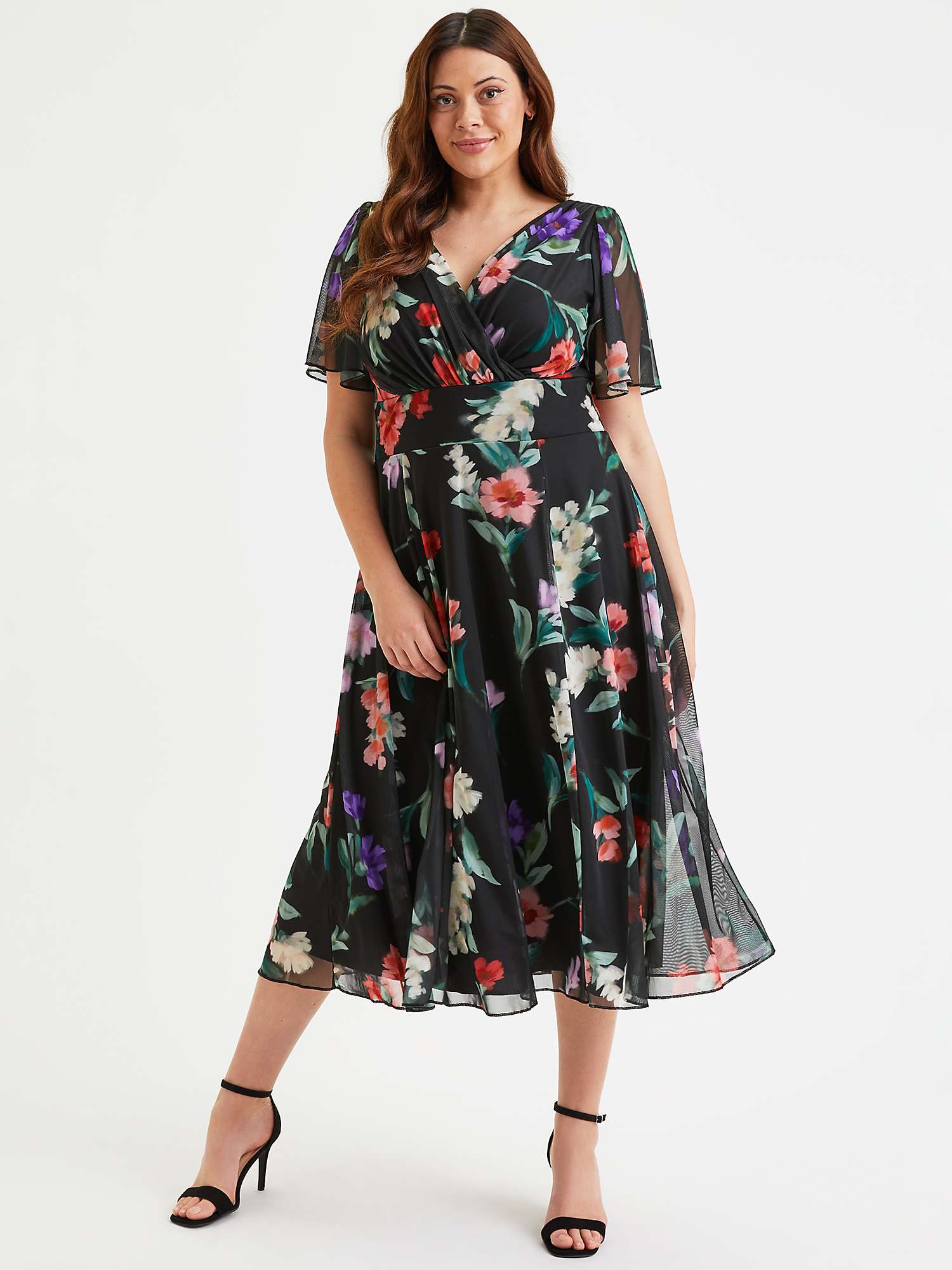 Buy Scarlett & Jo Victoria Floral Midi Dress, Black/Multi Online at johnlewis.com