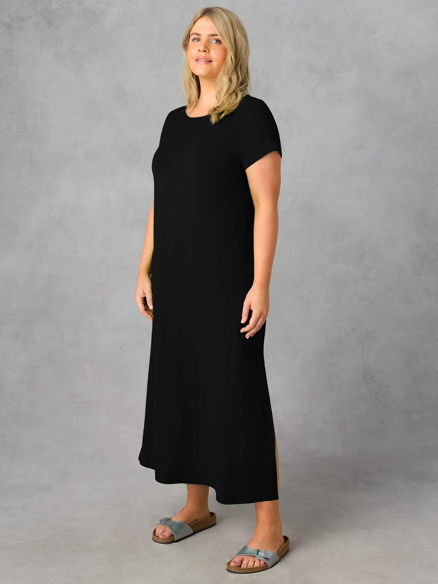Buy Live Unlimited Curve Petite Jersey Maxi T-Shirt Dress, Black Online at johnlewis.com