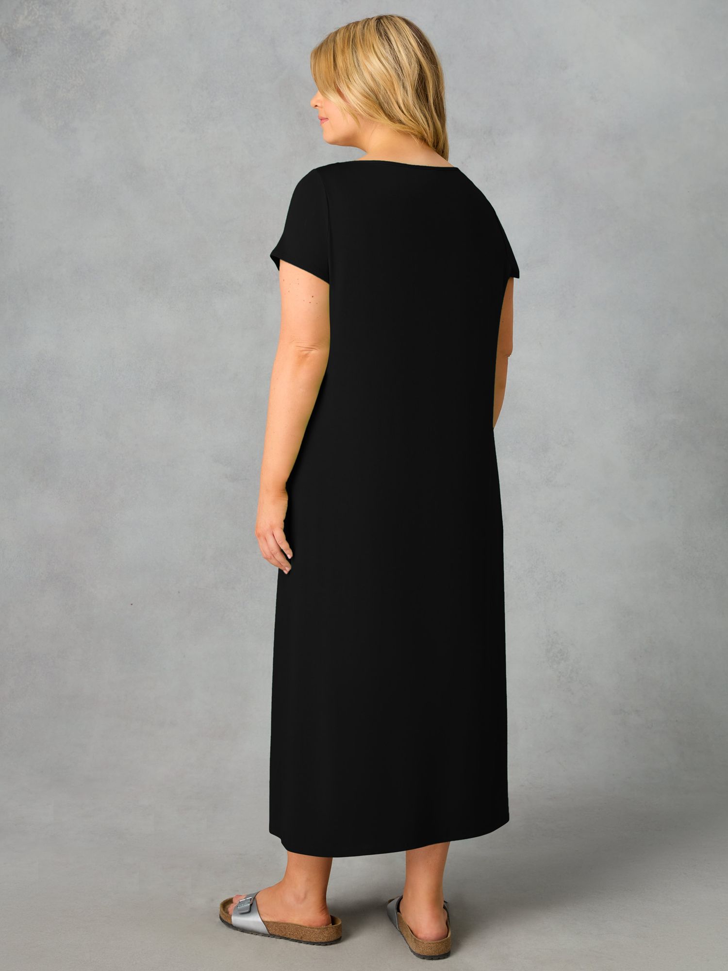 Buy Live Unlimited Curve Petite Jersey Maxi T-Shirt Dress, Black Online at johnlewis.com
