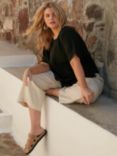 Live Unlimited Curve Wide Leg Linen Blend Trousers, Neutral