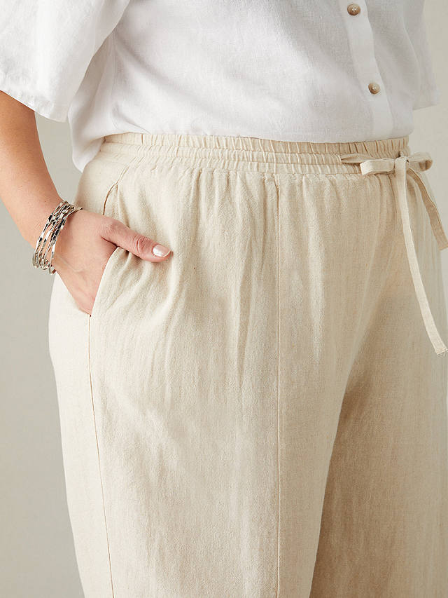 Live Unlimited Curve Wide Leg Linen Blend Trousers, Neutral