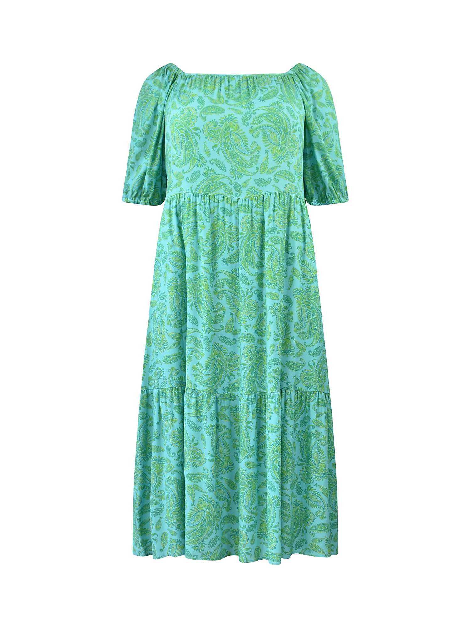 Buy Live Unlimited Curve Paisley Puff Sleeve Midi Dress, Green/Multi Online at johnlewis.com