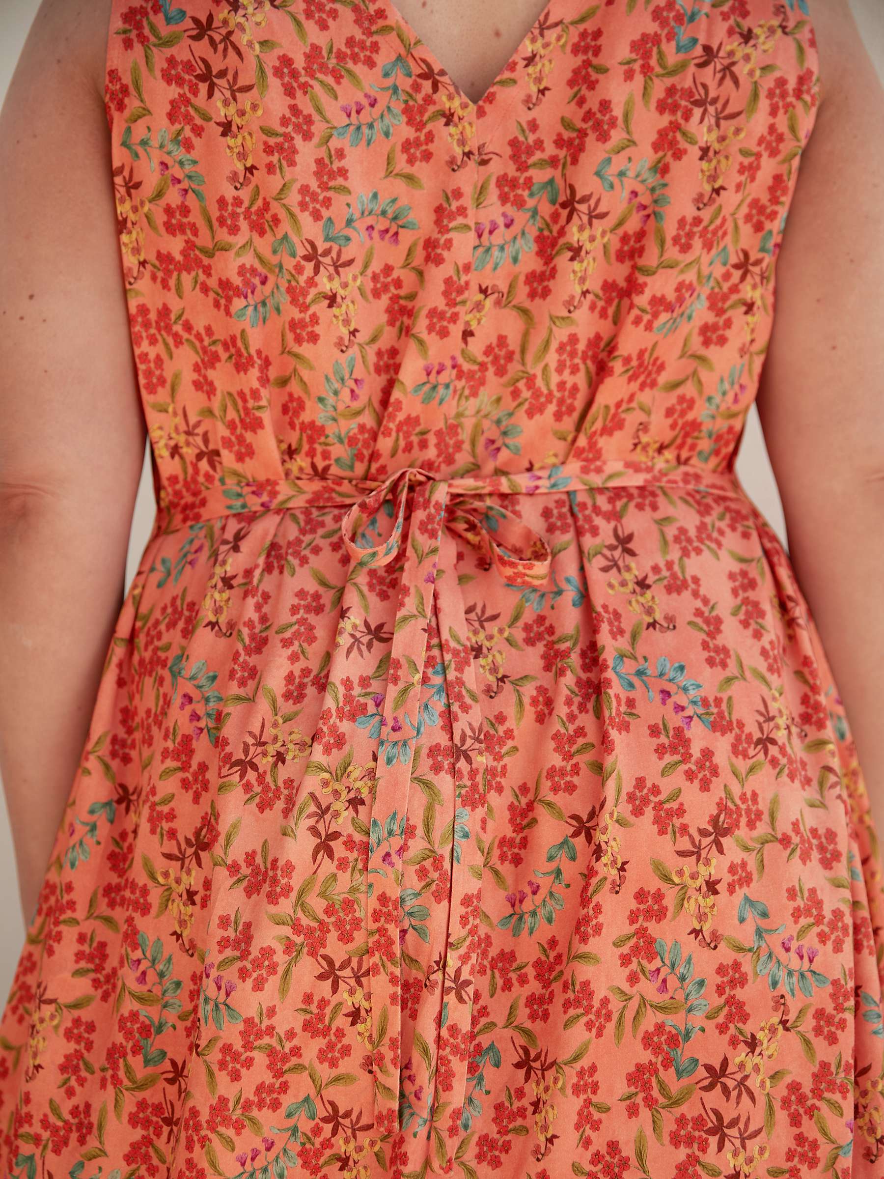 Buy Live Unlimited Curve Floral Sleeveless Midi Dress, Orange/Multi Online at johnlewis.com