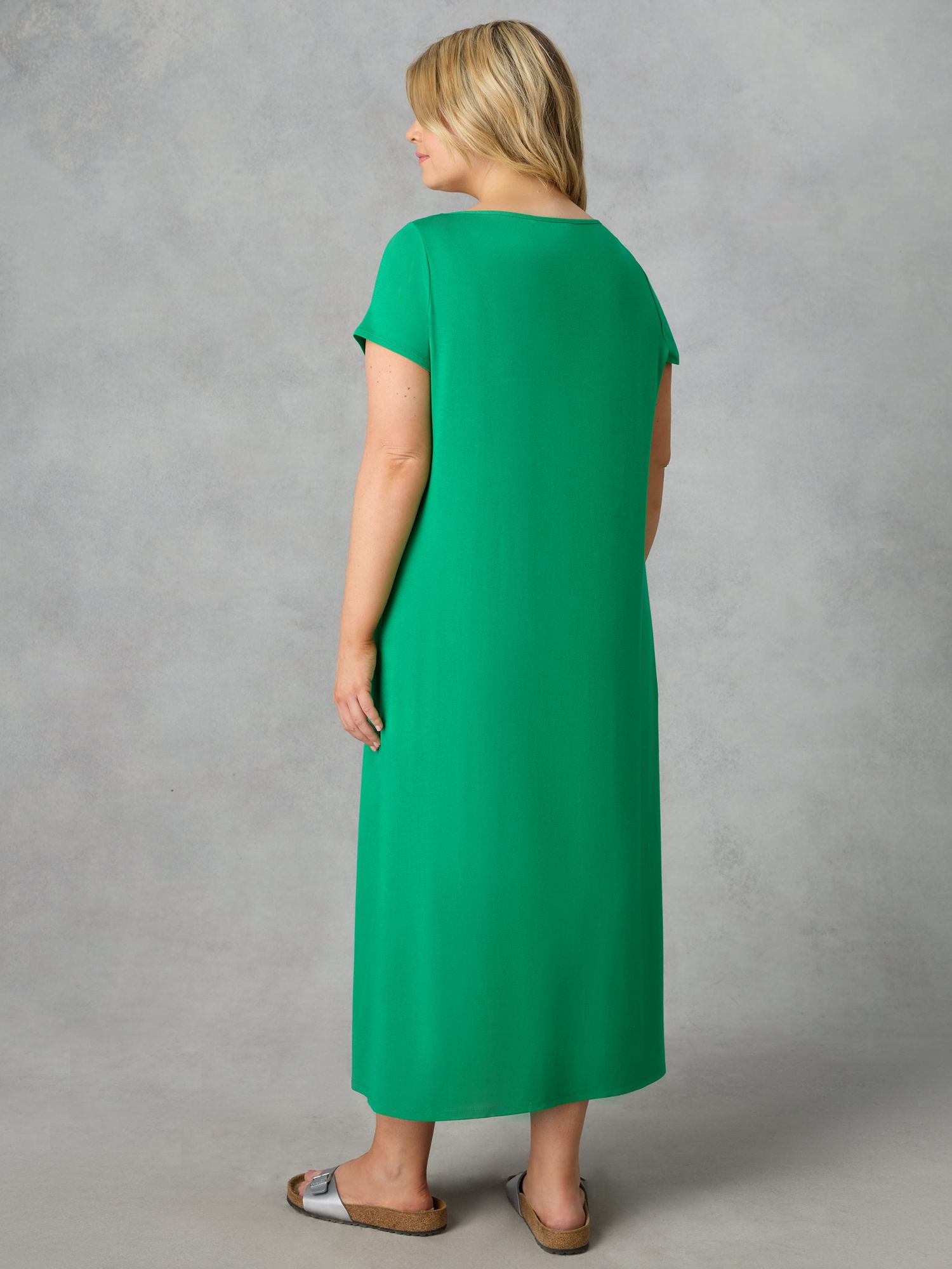 Buy Live Unlimited Curve Jersey Side Split Maxi T-Shirt Dress, Green Online at johnlewis.com