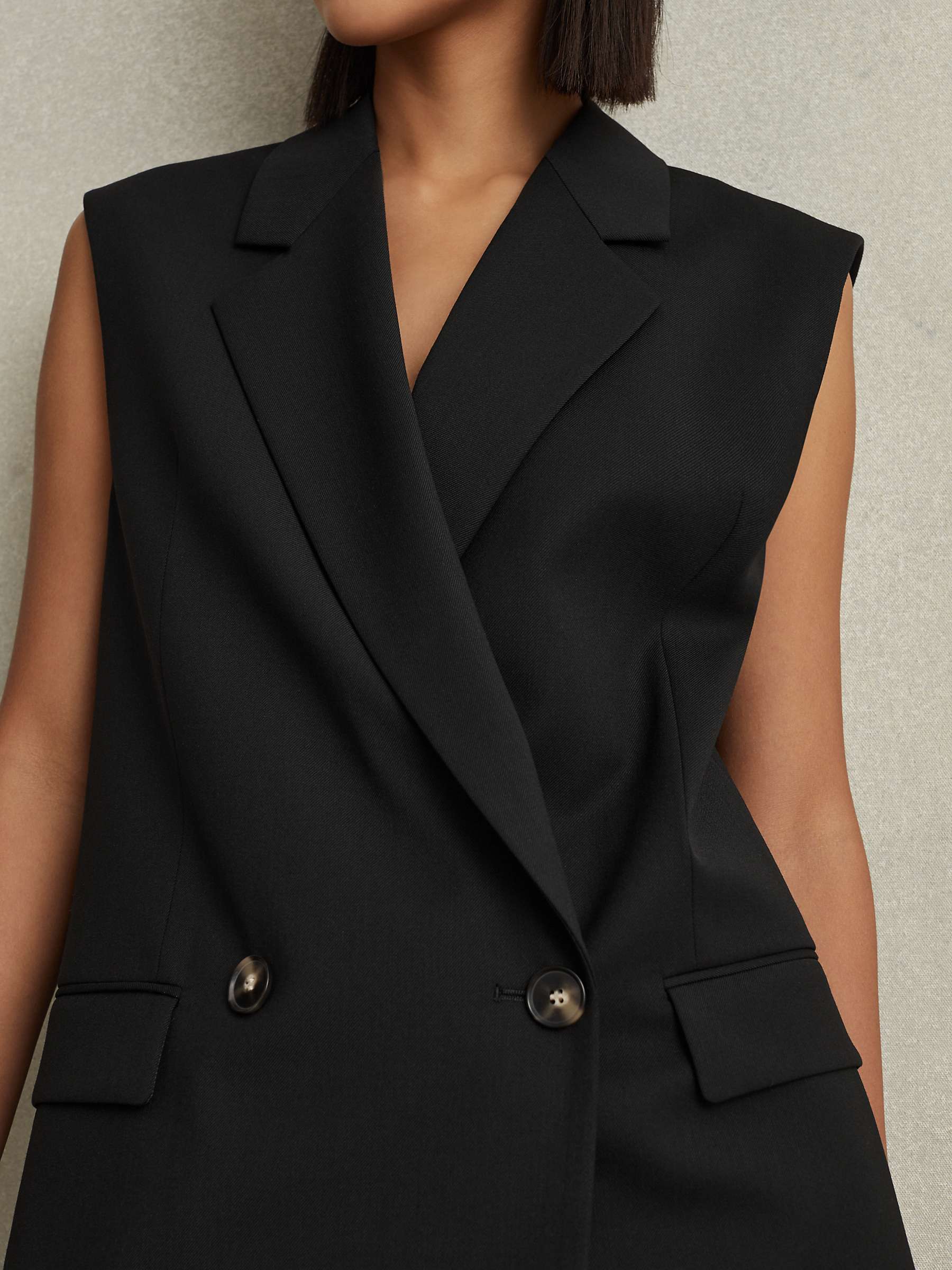 Buy Reiss Karyn Double Breasted Longline Waistcoat, Black Online at johnlewis.com