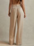 Reiss Cassie Wide Leg Linen Trousers, Natural