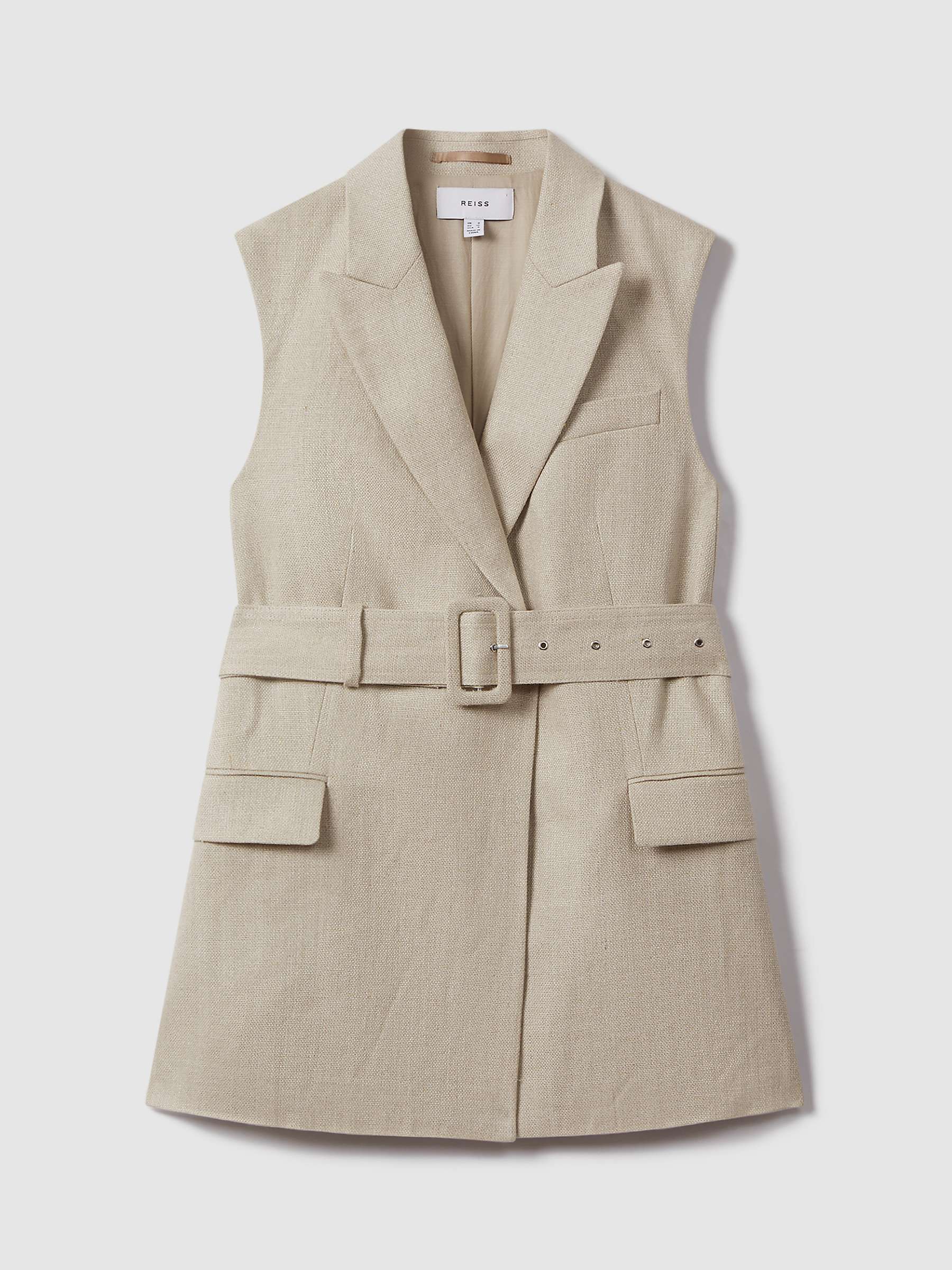 Buy Reiss Cassie Belted Linen Waistcoat, Natural Online at johnlewis.com