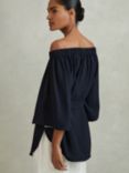 Reiss Alexis Off The Shoulder Tunic Top, Navy
