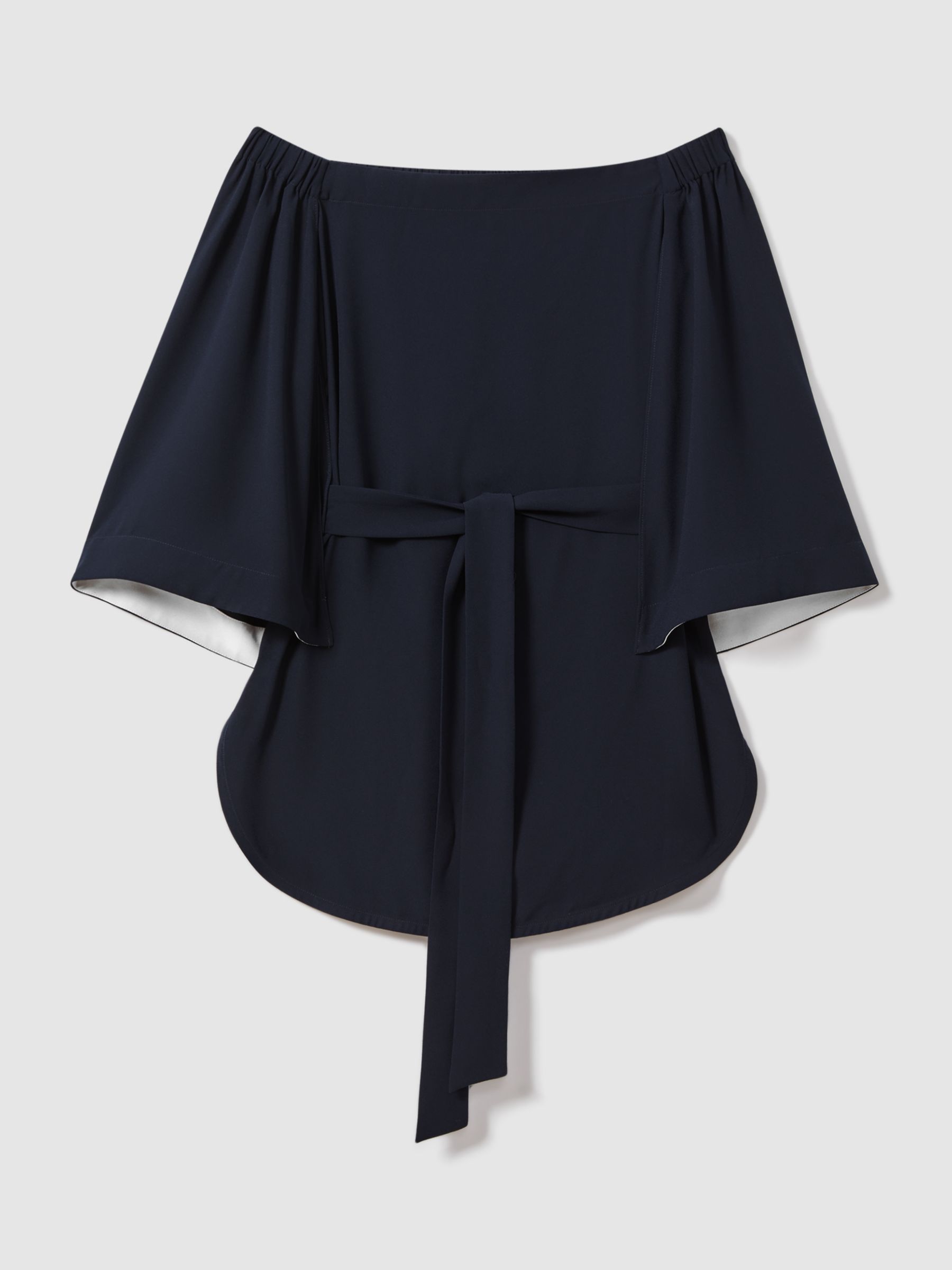 Reiss Alexis Off The Shoulder Tunic Top, Navy, 6