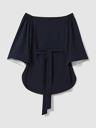 Reiss Alexis Off The Shoulder Tunic Top, Navy