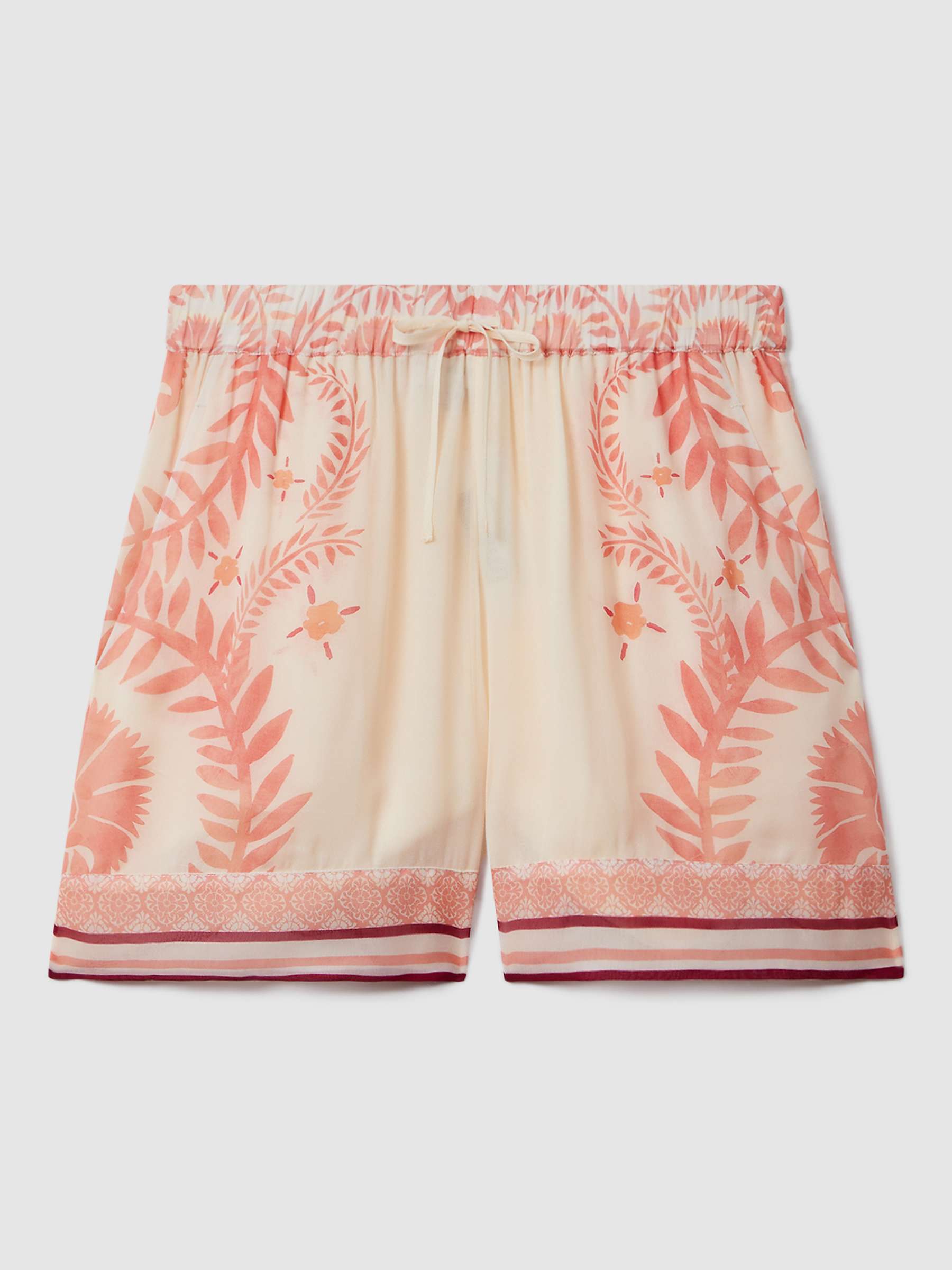 Buy Reiss Chloe Fern Print Shorts, Cream/Coral Online at johnlewis.com