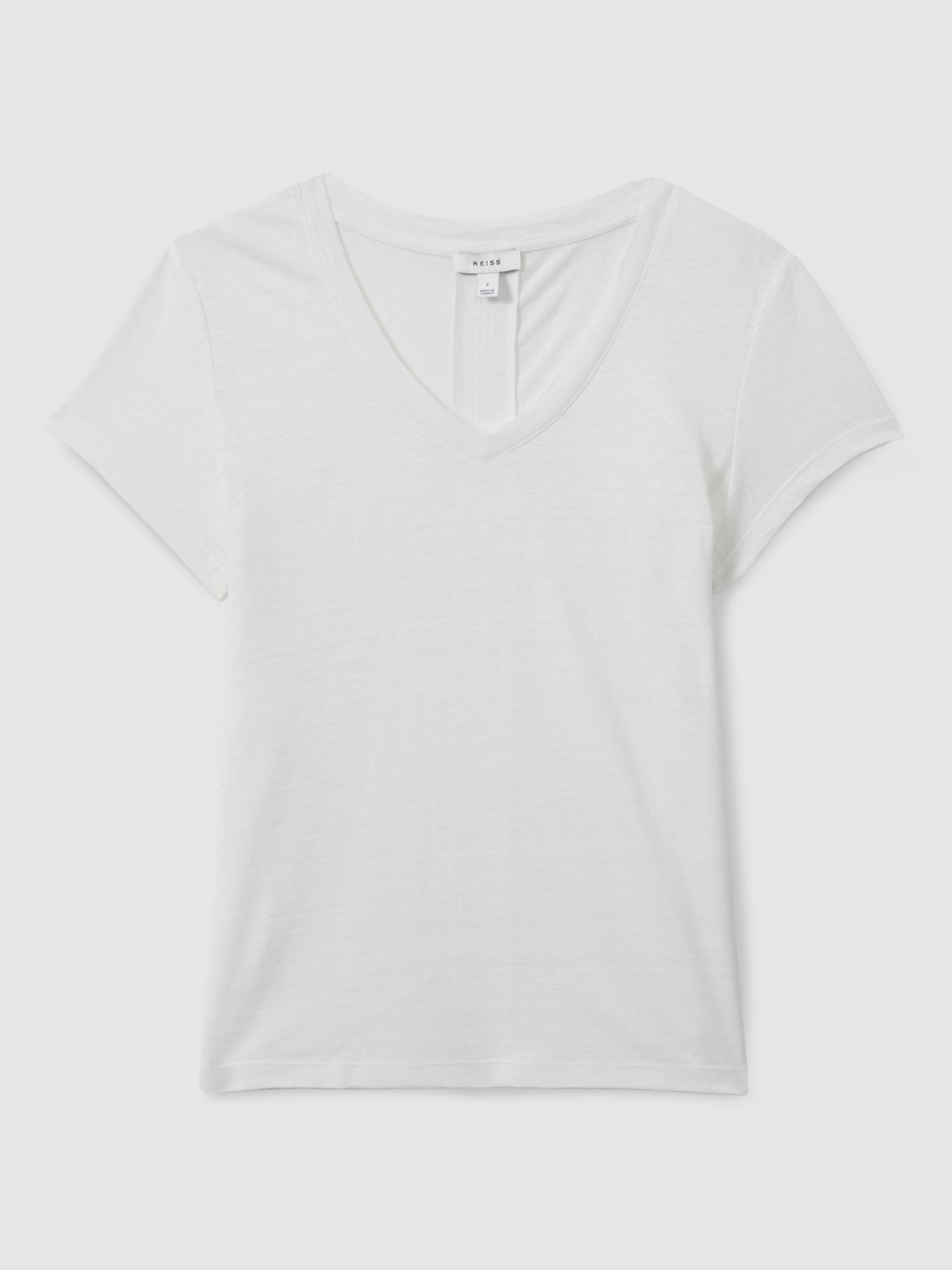 Buy Reiss Lottie Linen V-Neck T-Shirt Online at johnlewis.com