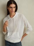 Reiss Candy Linen Blend Hoodie, Ivory, Ivory