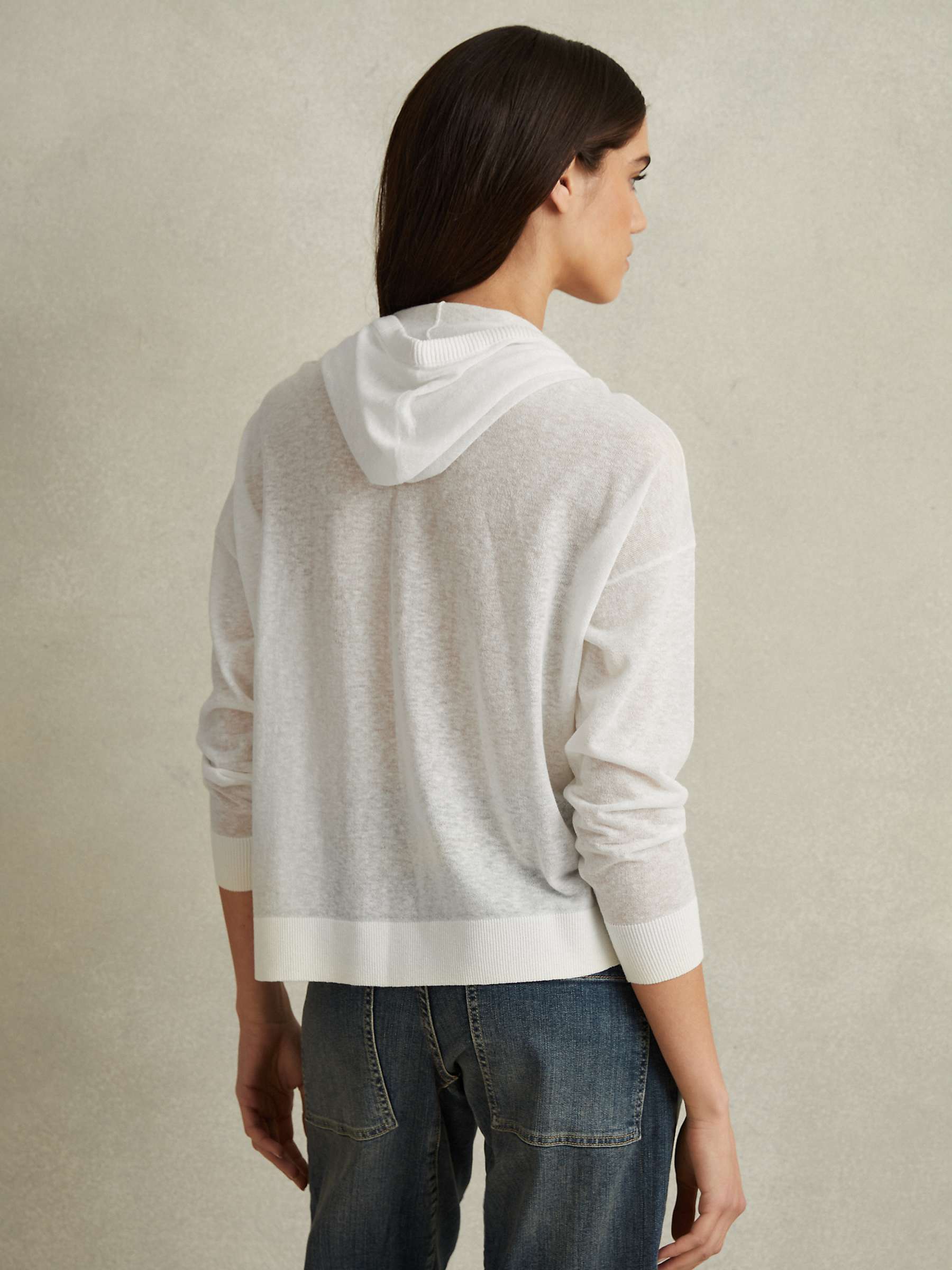 Buy Reiss Candy Linen Blend Hoodie, Ivory Online at johnlewis.com