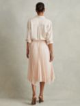 Reiss Azalea Pleated Asymmetric Midi Skirt, Blush