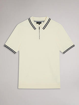 Ted Baker Mahani Short Sleeve T Stitched Half Zip Polo Shirt, White