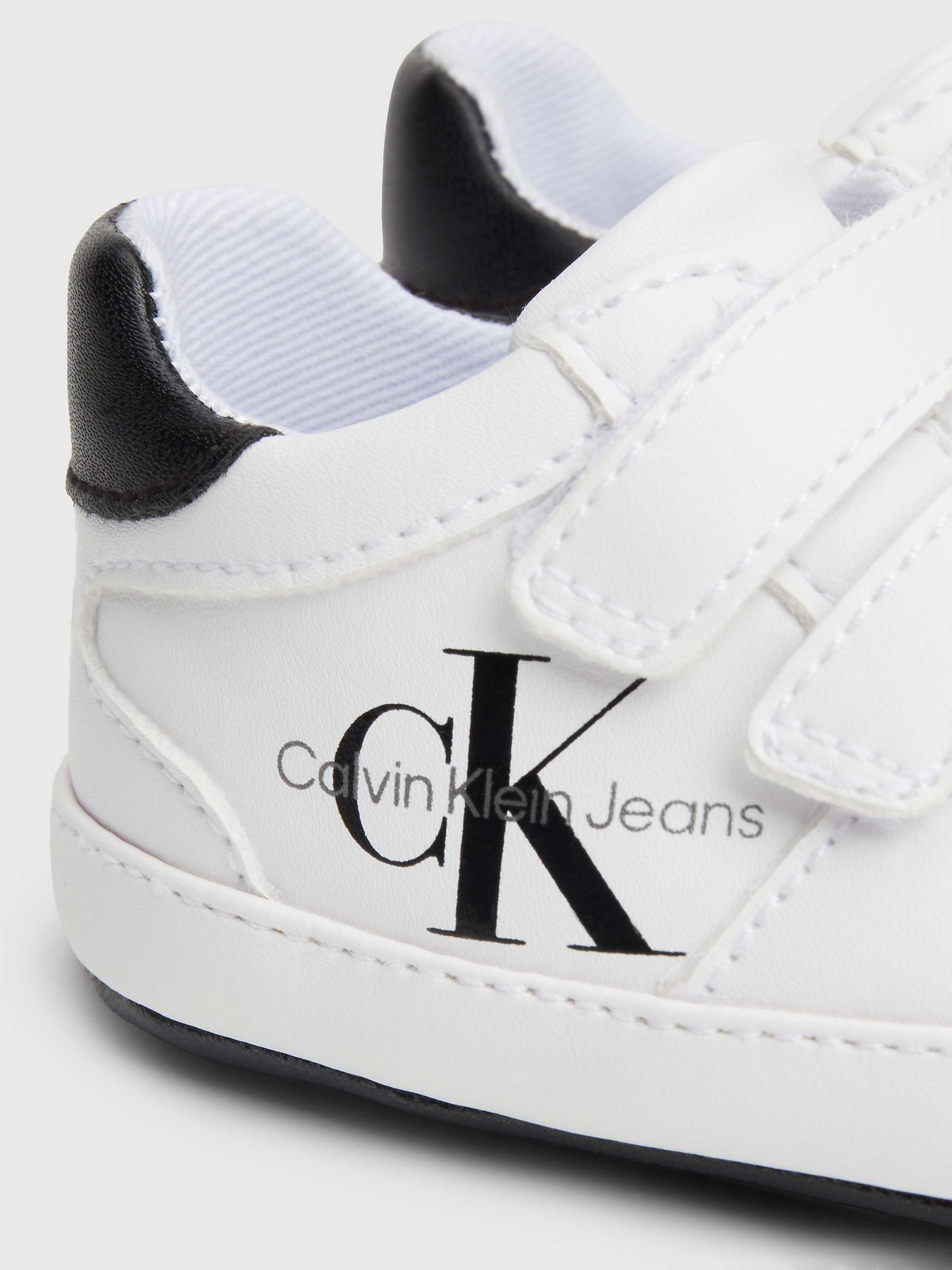 Buy Calvin Klein Baby Monogram Logo Riptape Trainers, White/Black Online at johnlewis.com