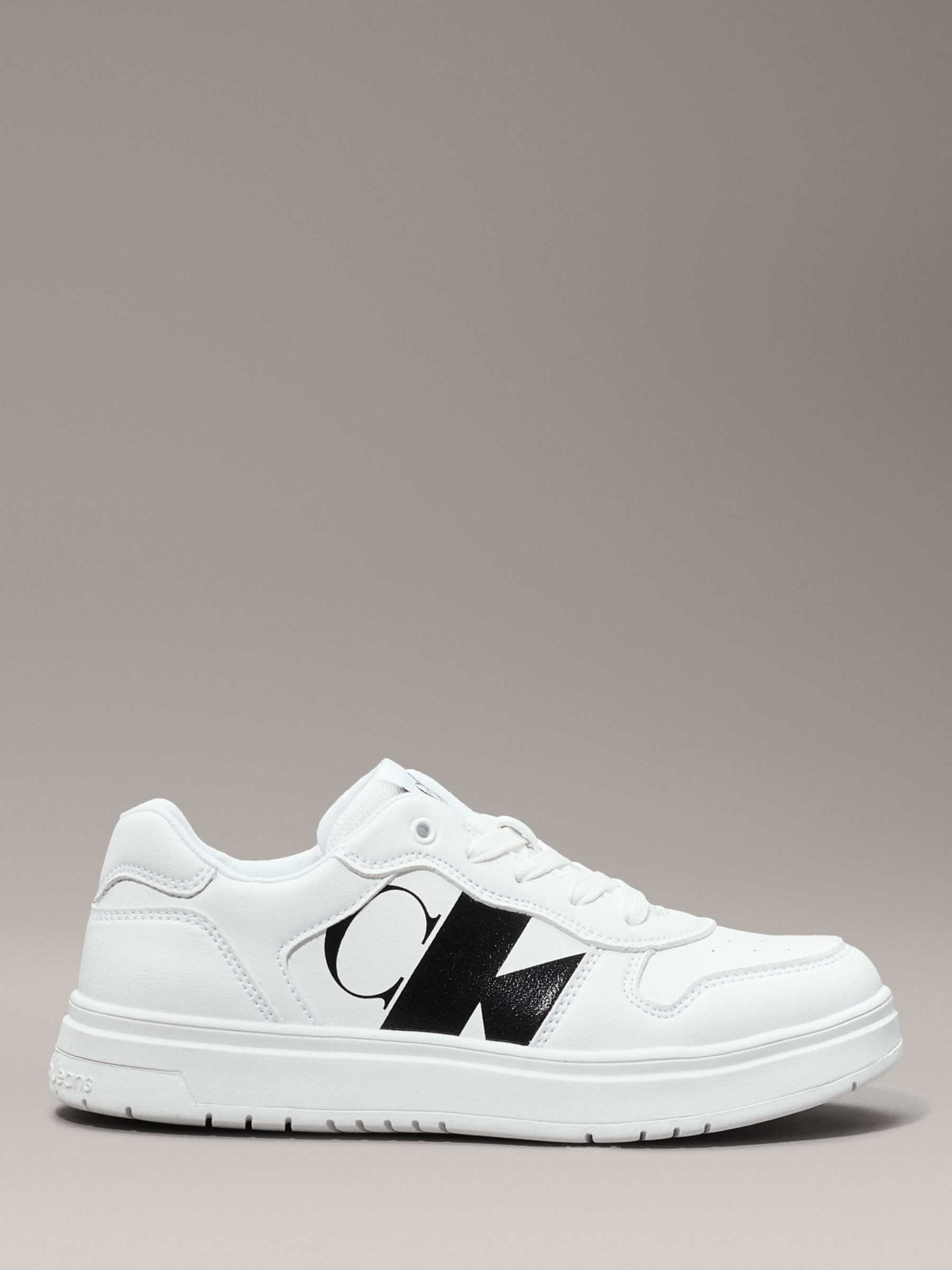 Calvin Klein Kids' CK Low Lace-Up Trainers, White, 11.5 Jnr