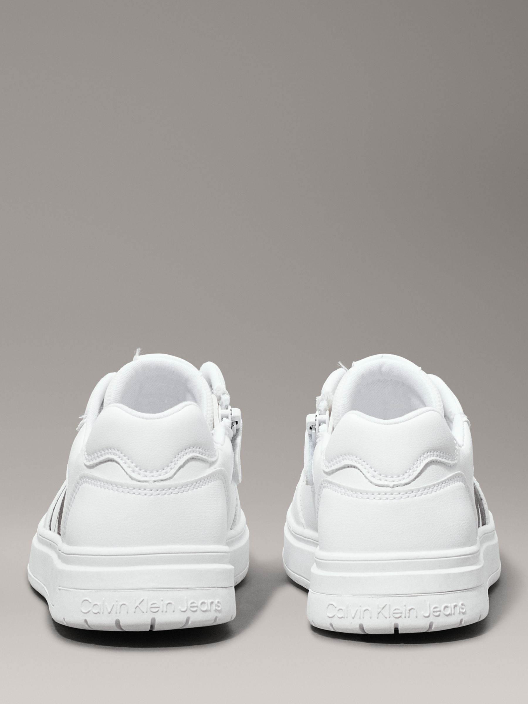 Calvin Klein Kids' CK Low Lace-Up Trainers, White, 11.5 Jnr