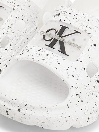 Calvin Klein Kids' Logo Speckle Print Sliders, White