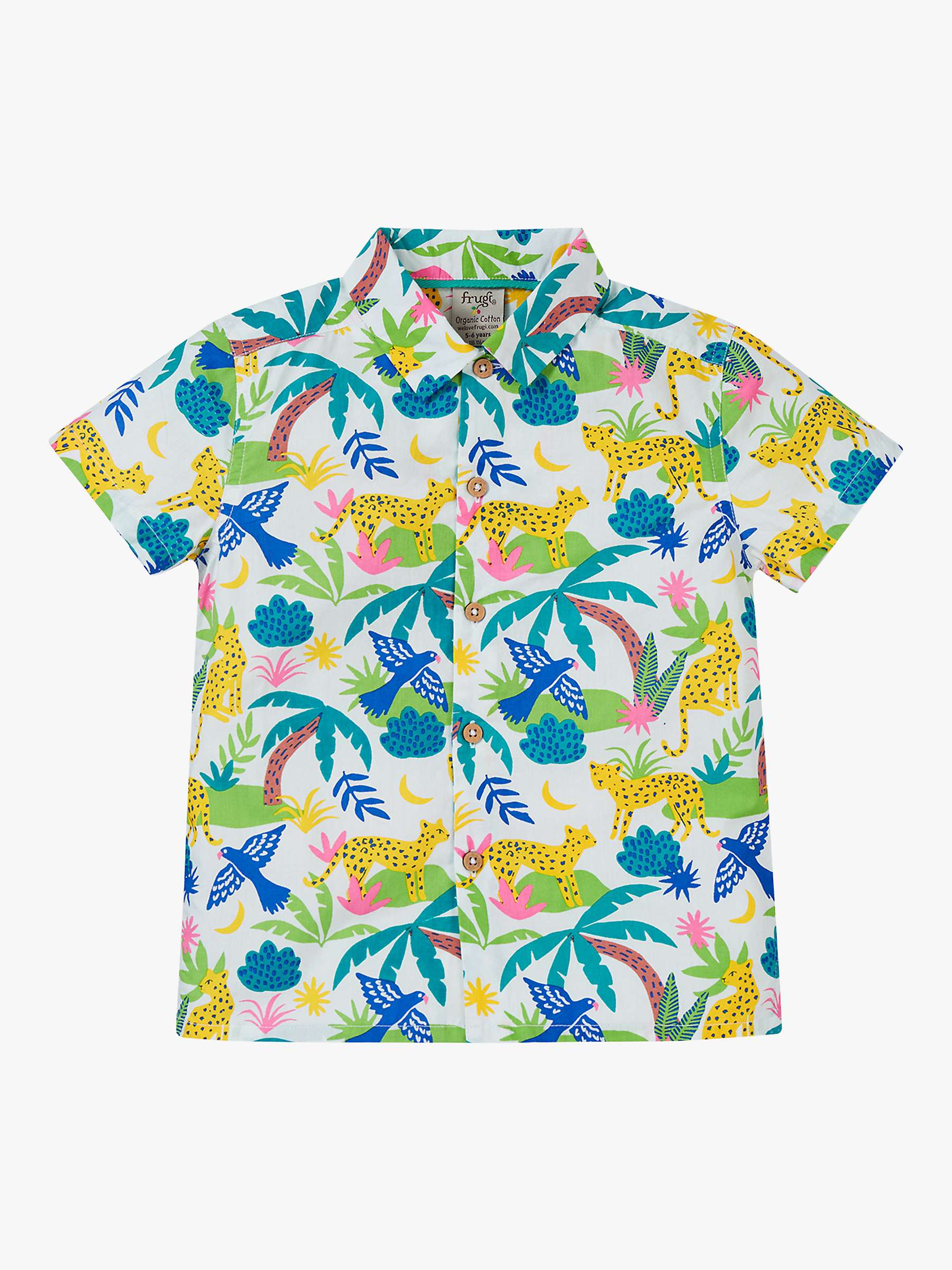 Buy Frugi Kids' Harvey Organic Cotton Jaguar Jungle Hawaiian Shirt, Multi Online at johnlewis.com