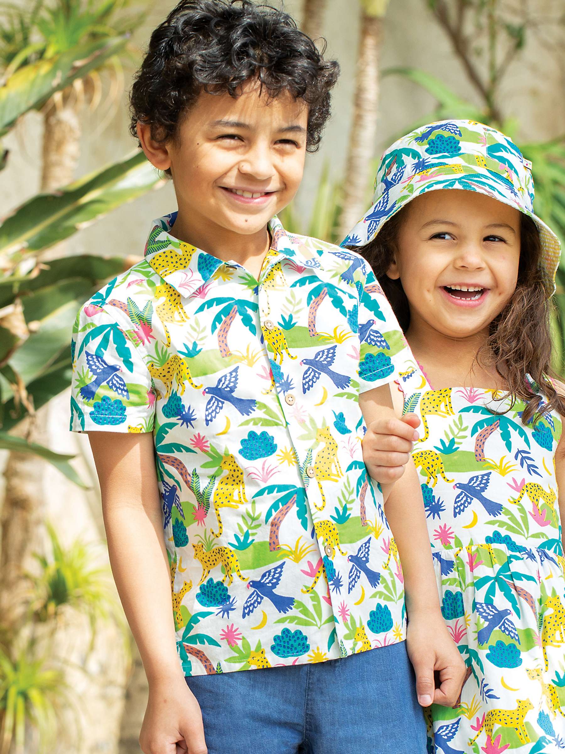 Buy Frugi Kids' Harvey Organic Cotton Jaguar Jungle Hawaiian Shirt, Multi Online at johnlewis.com
