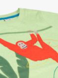 Frugi Kids' Carsen Organic Cotton Orangutan Applique T-Shirt, Kiwi Marl/Multi