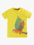 Frugi Kids' Carsen Organic Cotton Macaw Embroidered T-Shirt, Banana/Multi