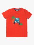 Frugi Kids' Avery Organic Cotton Vehicle Applique T-Shirt, Orangutan/Multi