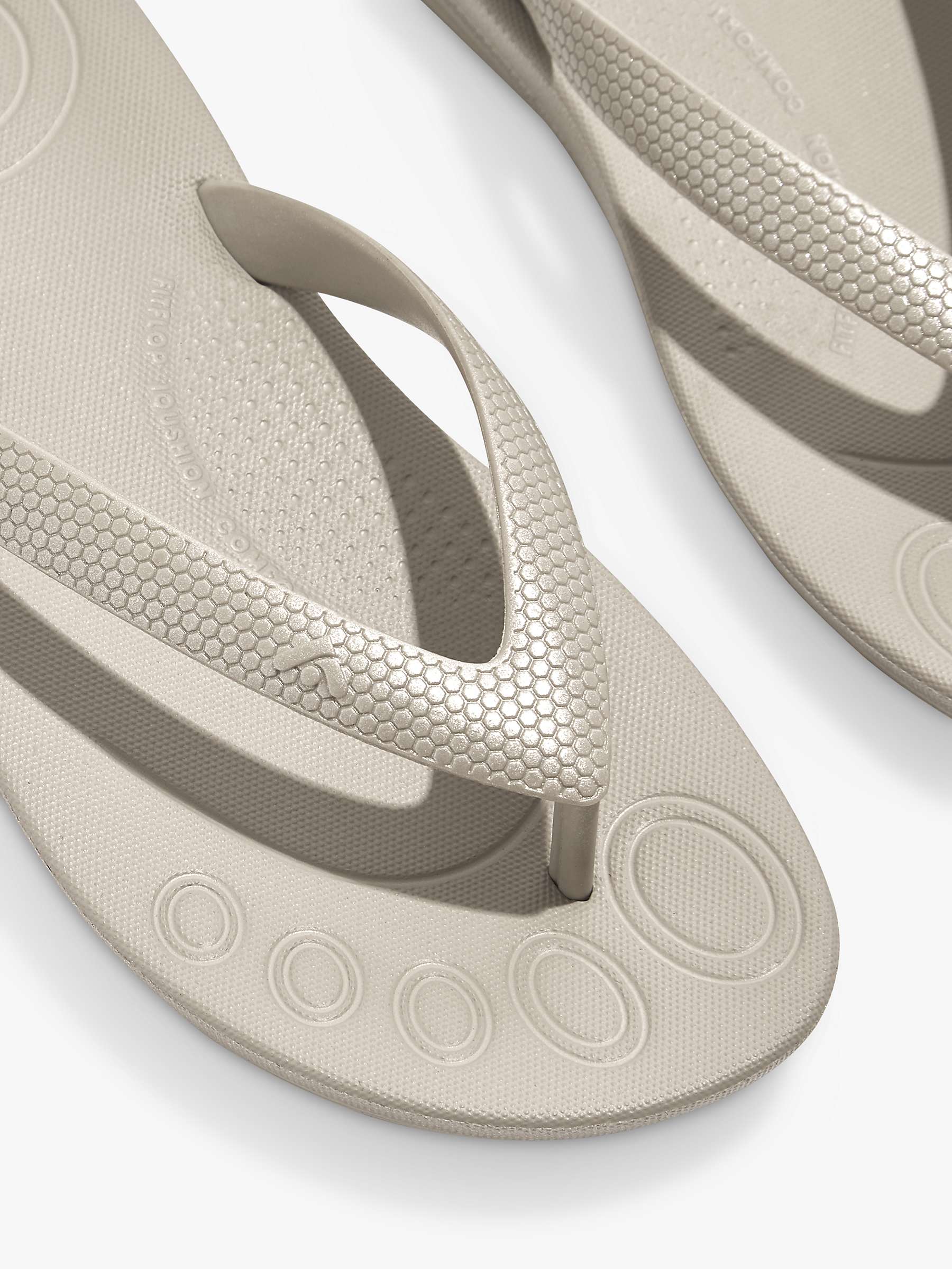 Buy FitFlop Kids' Iqushion Pearlised Flip Flops, Silver Online at johnlewis.com