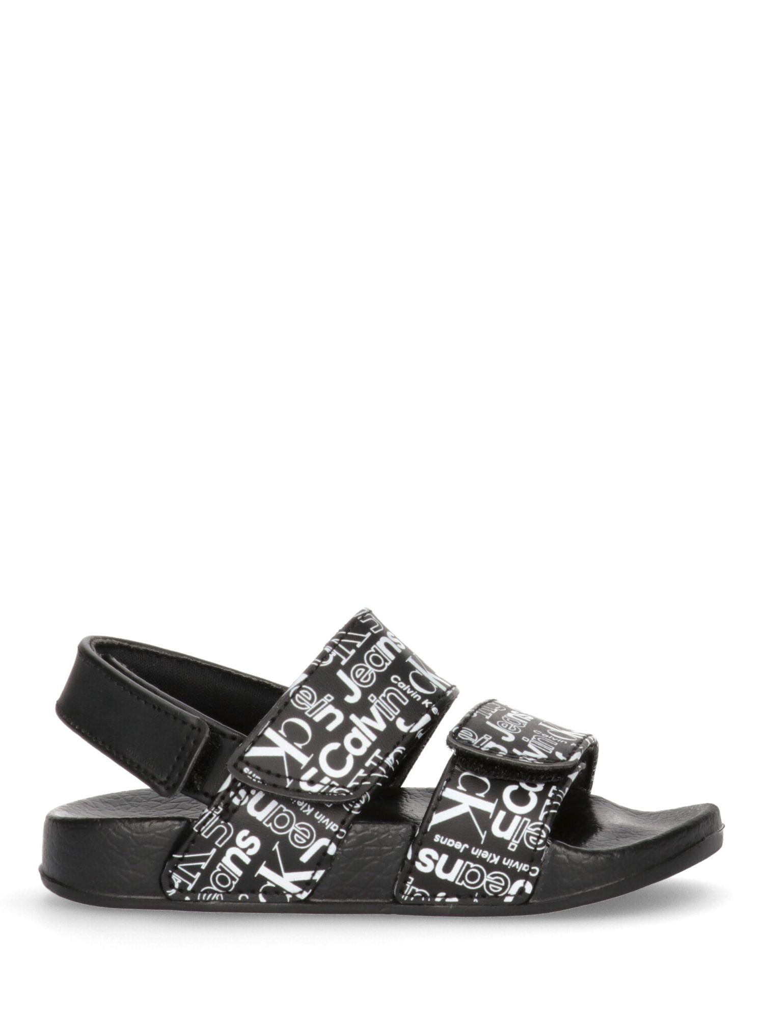 Calvin Klein Kids' Logo Riptape Strap Sandals, Black, 22