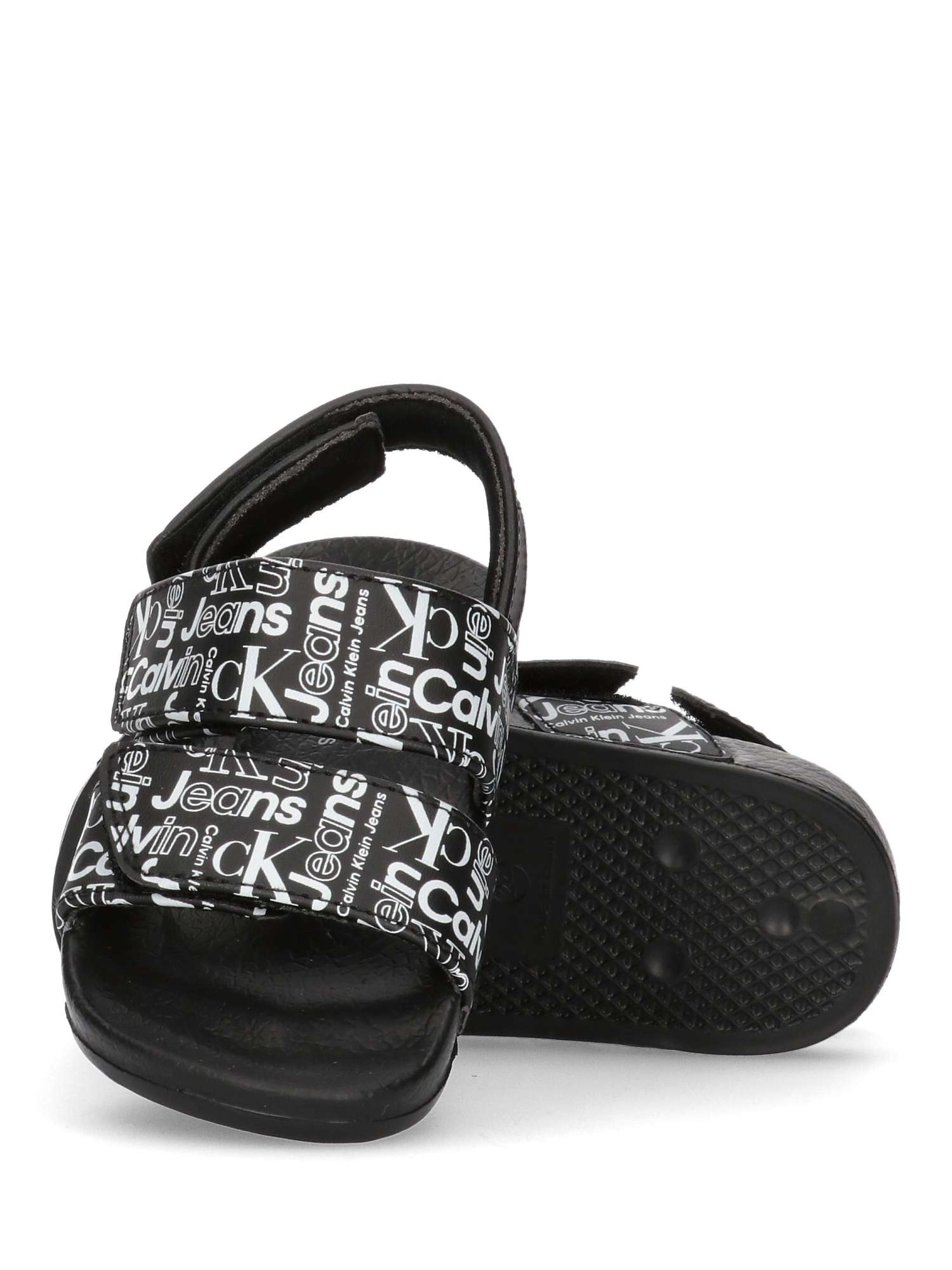 Buy Calvin Klein Kids' Logo Riptape Strap Sandals, Black/White Online at johnlewis.com